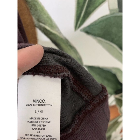 Vince Mens Large Cotton Melange Raglan Pullover Hoodie Heather Red - Picture 4 of 5